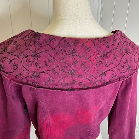 VTG 90s Switch USA Womens M Purple Acid Wash Denim Regal Collared Cropped Jacket - Picture 9 of 15